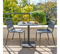 Table de jardin carré ALEGORIA Graphite 2 places - Acier traité époxy, Traitement anti-rouille renforcé Hespéride