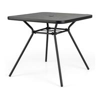 Table De Jardin Carrée 80 X 80 X 72,5 Cm Avec Trou De Parasol Et Cadre Robuste En Métal Noir Helloshop26 20_0013990 Multicolore