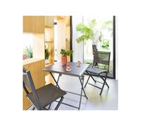 Table de jardin pliante carrée ""Azua"" graphite 2 places en aluminium traité époxy - Hespéride