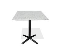 Table de Jardin Carrée en Terrazzo "Bistro" 70cm Blanc