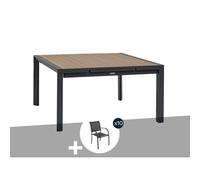 Table de jardin carrée extensible alu Evasion 8/10 places + 10 fauteuils Piazza - Hespéride