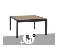 Table de jardin carrée extensible alu Evasion 8/10 places + 10 fauteuils Piazza - Hespéride
