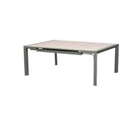 Table De Jardin Carrée Extensible Alu Evasion 8/10 Places Effet Bois Lin Et Laurier - Hespéride Multicolore