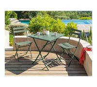 Hespéride - Table de jardin carrée Greensboro pliante 2 places - Acier traité époxy - Vert olive