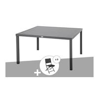 Table de jardin carrée Piazza 8 places Graphite avec 8 chaises Modula - Hespéride