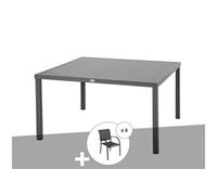 Table de jardin carrée Piazza 8 places Graphite avec 8 fauteuils Piazza - Hespéride