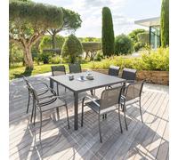 Table de jardin carrée PIAZZA Graphite 8 places - Aluminium traité époxy Hespéride