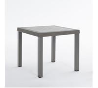 Table de jardin carrée - Raul - Aluminium - Plateau en polypropylène - 82 cm - Gris tourterelle