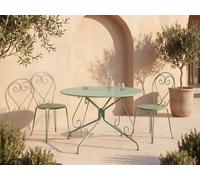 Vente-unique - Table de Jardin D.120 cm en métal façon Fer forgé - Vert Amande - GUERMANTES de MYLIA
