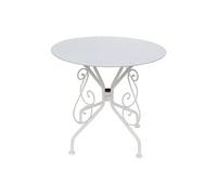 Vente-unique - Table de Jardin D.80 cm en métal façon Fer forgé - Blanc - GUERMANTES de MYLIA