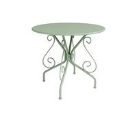 Table de jardin D.80 cm en métal façon fer forgé - Vert amande - GUERMANTES de