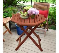 Petite table de jardin table d'appoint en bois table de balcon petite ronde, eucalyptus pliable 100% FSC huilé, DxH 50x50 cm