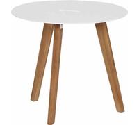 Table de jardin d'appoint Siena Garden Alba teck/alu blanc Ø50x45cm