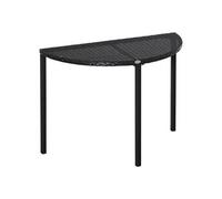 Outsunny Table de jardin demi-cercle 100 x 50 x 74 cm résine tressée 4 fils imitation rotin Noir