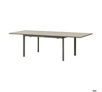 Table de jardin ""Dilors"" effet bois lin & vert laurier 10 places en aluminium - Hespéride