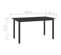 Table de jardin - DILWE - 150x90 cm - Aluminium - Verre - 6 personnes