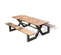 DCB Garden Table de jardin Vancouver 174 x 210 cm aluminium avec 2 bancs gris anthracite