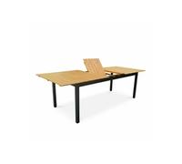 Table de jardin en bois aluminium extensible 200/250cm avec rallonge - Sevilla - bois d'Eucalyptus huilé et structure