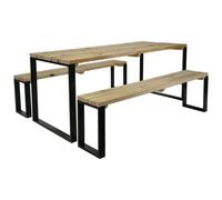 Table de jardin en bois et métal avec bancs blakea