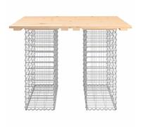 Table de jardin en bois massif de pin, base gabion en acier zingué | Design compact pour les espaces réduits, convient pour les patios et les cours, capacité de 110 kg, montage facile