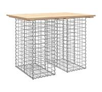 Table de jardin en gabion, 100 x 70 x 72 cm, bois massif de pin | Base en acier galvanisé à remplir avec des pierres, bois non traité, design peu encombrant, utilisation extérieure