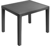 Table de jardin en plastique rectangulaire anthracite - 78 x 72 cm - Table de camping avec décor en rotin