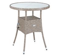 Casaria® Table de Jardin en polyrotin Crème 60 cm résistant aux intempéries Rond Extérieur Petit Terrasse Balcon Table d'appoint