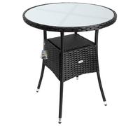 Table de jardin en polyrotin 80cm Rond Extérieur Terrasse Balcon Table d'appoint