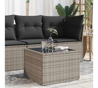 Table de Jardin en Verre Trempé Gris 55x55x37 cm avec Plateau en Verre et Cadre en Acier, Résine Tressée Durable pour Terrasse, Jardin ou Cour, Meuble d'Extérieur Élégant et Facile à Nettoyer