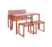 Table de jardin encastrable acier et textilène + 4 assises terracotta 125cm - Tavena