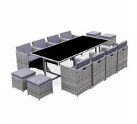Alice's Garden - Salon de jardin 8-12 places - Vabo - table encastrable Nuances de gris / Gris chiné - Nuances de gris