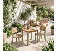 sweeek - Table de Jardin Enfant intérieur/extérieur Bois d'acacia + 2 assises Vert de Gris
