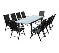 Concept Usine - Table de jardin Ravenne extensible mécanisme papillon + 10 chaises aluminium gris