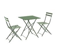 Table de jardin et 2 chaises acier 60 cm vert cactus Rome - Oviala