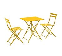 Table de jardin et 2 chaises acier jaune Rome - Oviala