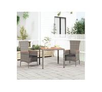 Vidaxl Table De Jardin Et Dessus En Bois Gris Résine Tressée Et Acacia