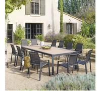 Hespéride - Table de Jardin évasion Effet Bois Honey et Graphite 12 Places Lates en Aluminium