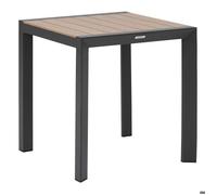 Table de jardin ""Évasion"" effet bois honey & graphite 2 places lates en aluminium - Hespéride