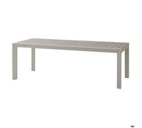 Table de jardin ""Évasion"" effet bois lin & argile 8 places lates en aluminium - Hespéride