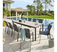 Table de jardin EVASION Seigle / Graphite 10 places - Aluminium traité époxy, Lattes effet bois Hespéride