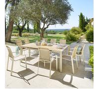 Table de jardin extensible 10 places en alumium EVASION lin et blanc - Hespéride