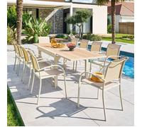 Table de jardin extensible 10 places PIAZZA aluminium époxy argile - Hespéride