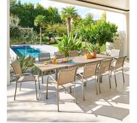 Table de jardin extensible 10 places PIAZZA aluminium époxy café - Hespéride