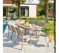 Table de jardin extensible 8 places PIAZZA aluminium époxy café - Hespéride