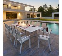 Table de jardin extensible ALLURE Effet bois grège Avoine 12 places - Aluminium traité époxy Hespéride