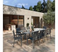 Table de jardin extensible ALLURE Effet bois muscade Graphite 10 places - Aluminium traité époxy Hespéride