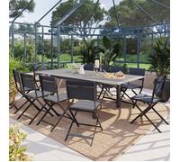 Hespéride - Table de Jardin Extensible Allure Gris Graphite - 10 Places - Aluminium Traité Epoxy Antirouille - Meuble d'Extérieur à Rallonge Papillon