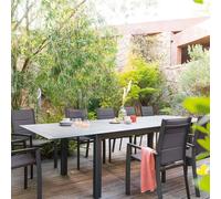 Table de jardin extensible ALLURE Effet bois muscade Graphite 12 places - Aluminium traité époxy Hespéride
