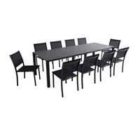 Table de jardin extensible aluminium 52 à 260 cm et 10 chaises gris - Oviala