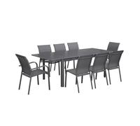Table de jardin extensible aluminium et textilène anthracite 6 chaises 2 fauteuils 8 places 2365 x 100 x 75 cm Anthracite
